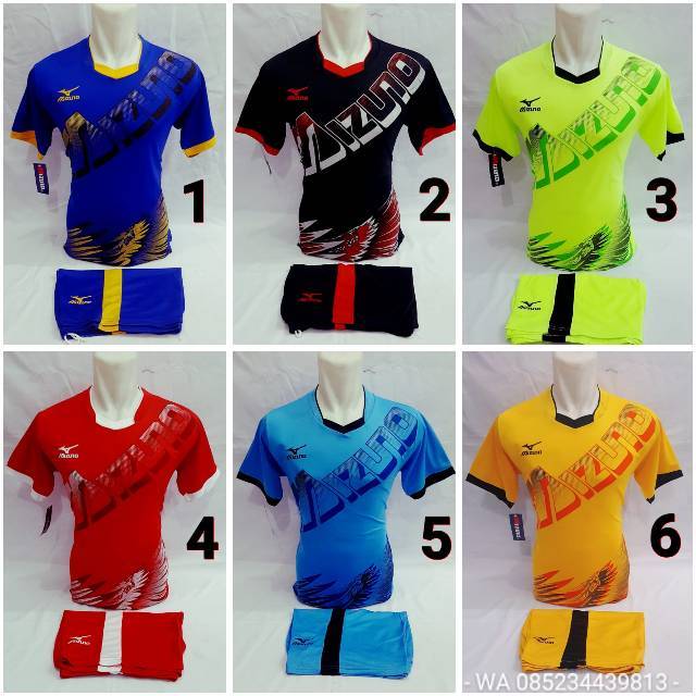 Kaos setelan jersy volly futsal dan sepakbola mizuno