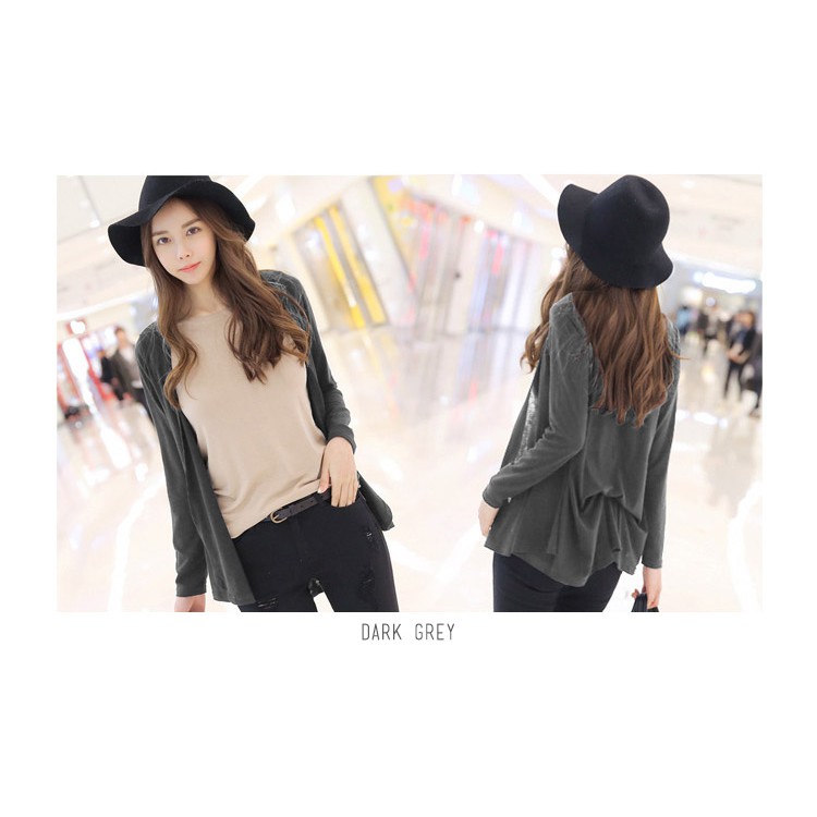 KARAKOREA Spandex Rayon Cardigan kerja outer cardigan jumbo-RLS BIG/Dark Grey