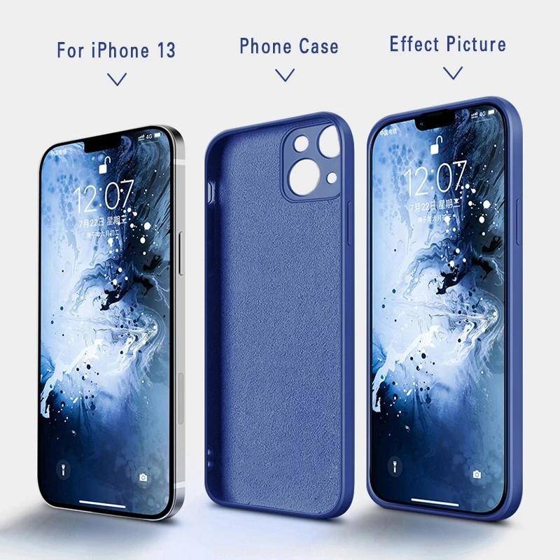 Case Pelindung Bahan Silikon Bentuk Kotak Shockproof Untuk iPhone 13 14 Pro Max Plus 14 13