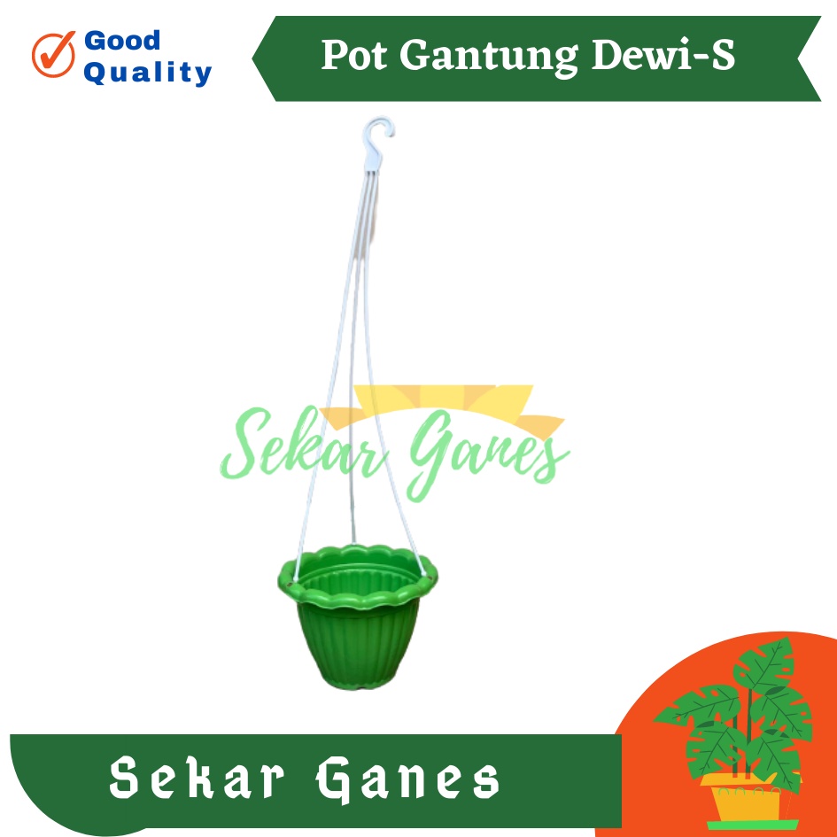 Sekarganes Pot Gantung Dewi S hijau bunga Plastik pot gantung renda tanaman