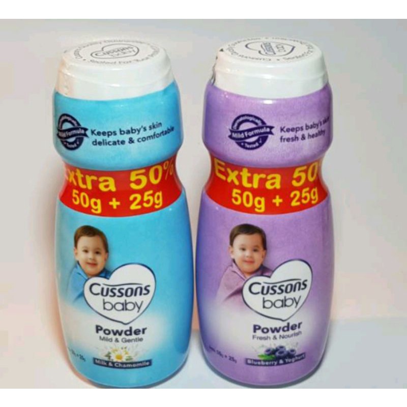 Cussons Baby Powder Extra 15g (35g + 15g) dan 50% (50g + 25g) Bedak Bayi