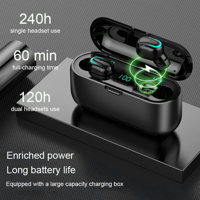 TWS Sport Earphone True Wireless Bluetooth 5.0 + Powerbank 2000mAh Q32