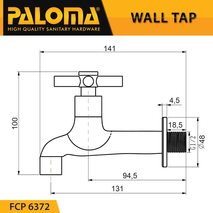 PALOMA FCP 6372 Keran Taman Bak Mandi Cuci Dinding Tembok Kran Air