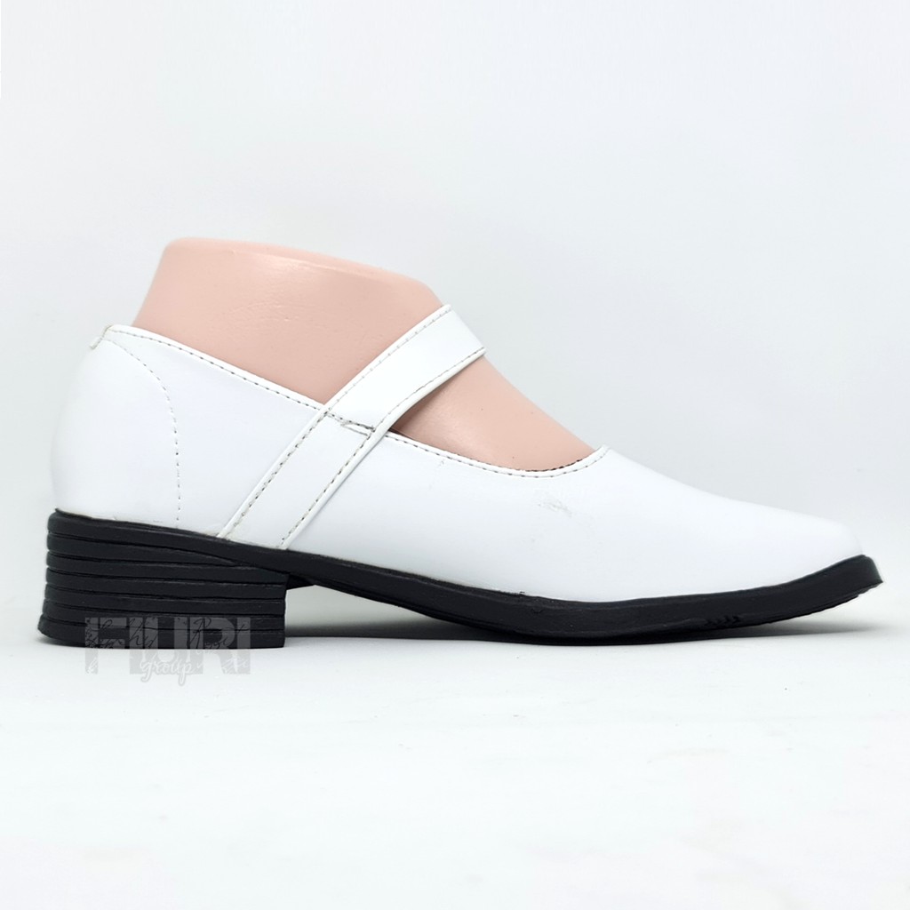 FIURI - SEPATU PANTOFEL WANITA PUTIH 36-43 BERTALI SLIP ON HAK 3CM - SEPATU SEKOLAH PERAWAT SUSTER BIDAN PASKIB HAK TAHU 3 CM UPACARA PASKIBRA - SEPATU FORMAL PEREMPUAN SD SMP SMA PELATIHAN OSPEK KERJA KANTOR RESMI KULIT IMITASI MURAH PROMO DISKON