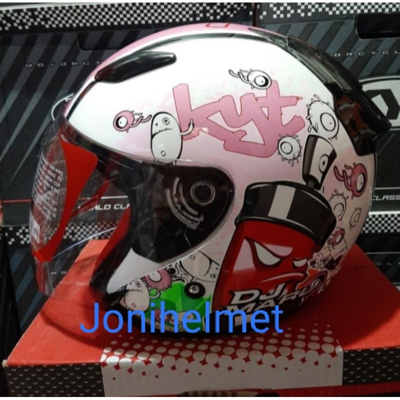 KYT DJ MARU MOTIF SERI 5 WHITE PINK