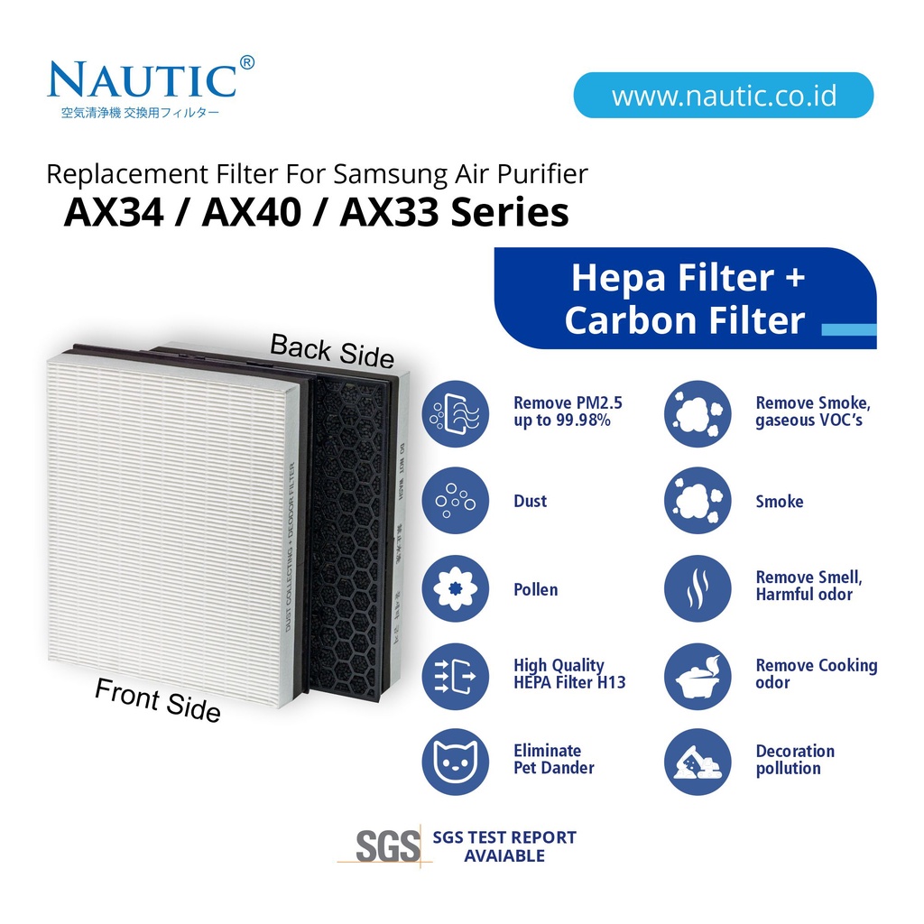 NAUTIC - Compatible Hepa Filter Samsung CFX-G100/GB untuk AX40 / AX34