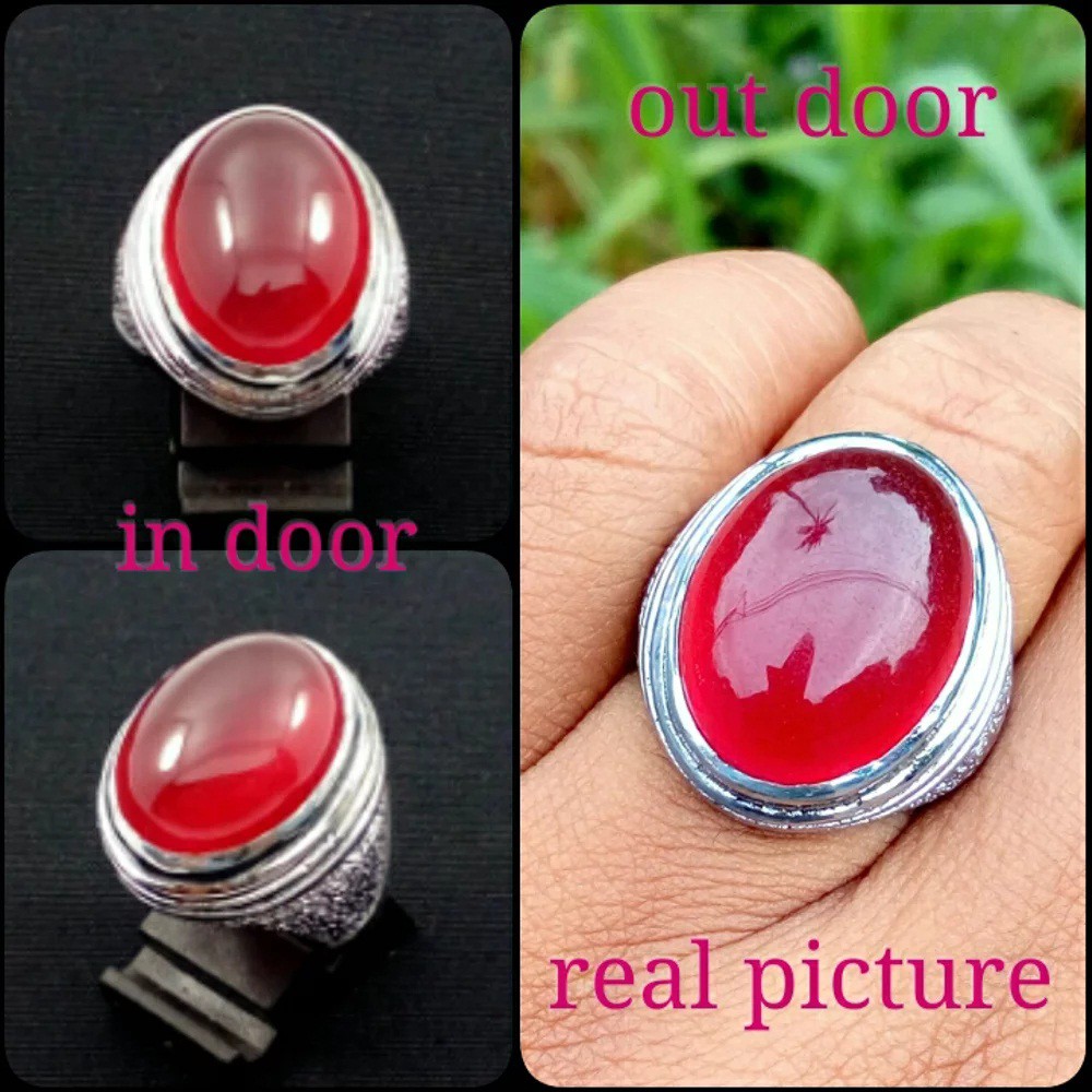 Cincin Batu Natural Giok Taiwan Pink Fanta Kristal Super