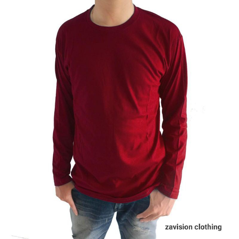 KAOS LENGAN PANJANG MAROON COMBED 30S PREMIUM