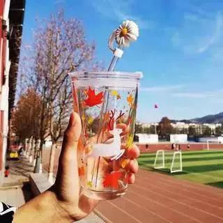 (BOW) Mug Gelas Tumbler Dengan Sedotan Go Green Milk Cup Tumbler Glass With Straw 6WQ730