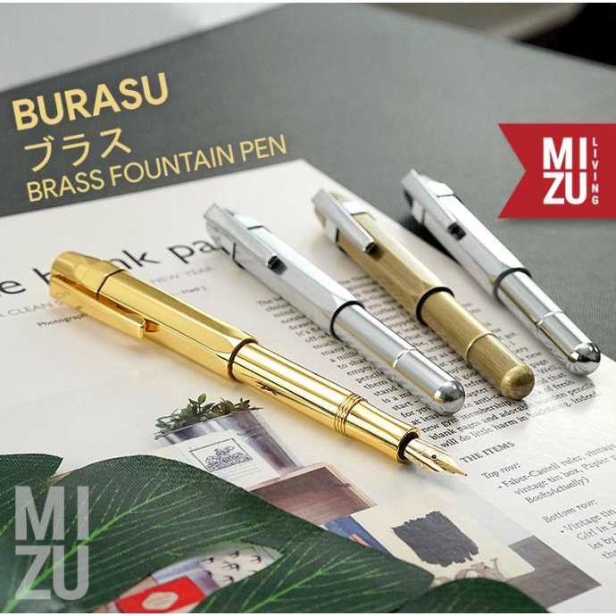 Office & Stationery | Alat Tulis | Mizu Burasu Classic Brass Fountain Pen Kuningan Stainless Steel N