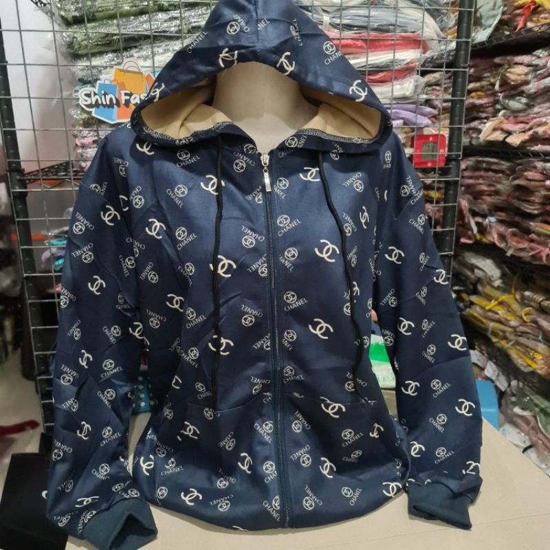 Jaket Suede Import Wanita Fashion XL Besar-Chan FF Navy