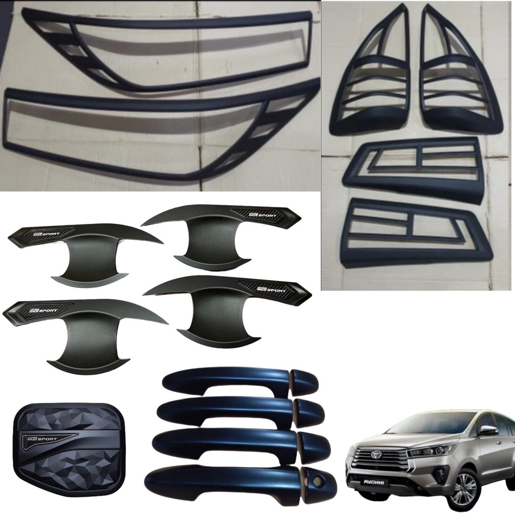 Paket Garnish Depan Belakang Outer Handle Tank Cover All New Innova 2016 2021 GR Sport Hitam