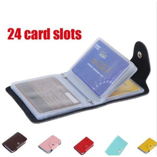 INFY - Dompet Kulit Klip Kartu Polos / Name ID Card Holder 24 Slot Tempat Kartu Souvenir Wanita D016