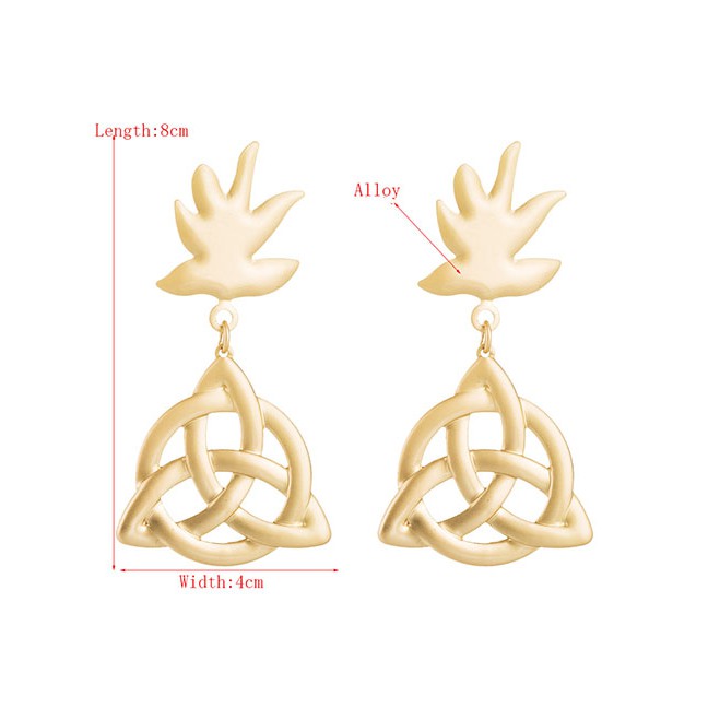 LRC Anting Tusuk Fashion Golden Openwork Asian Gold Concentric Knot Earrings D94349