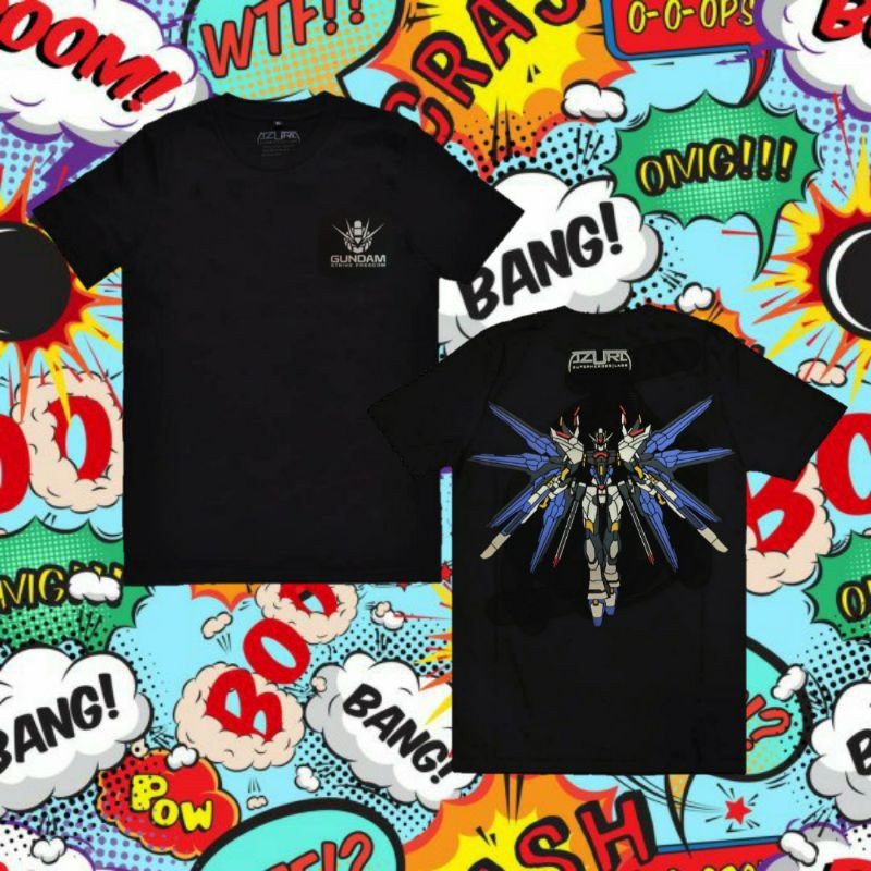 kaos azura glow in the dark GUNDAM DADAKIRI GLOW - HITAM/NAVY