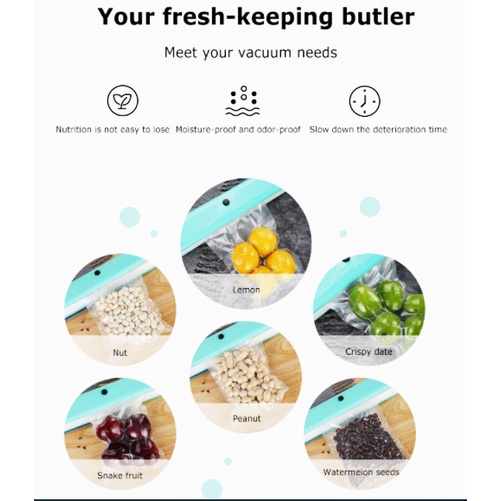 Gremi Vacum Sealer Alat Vakum Makanan/Alat Vacum Makanan Frozen/Mesin Vacum Makanan（Free 10 Kantong Vakum）