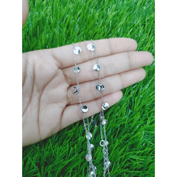 gelang kaki nori + m. koin tipis / gelang kaki perak asli silver 925 lapis emas/ gelang kaki fashion