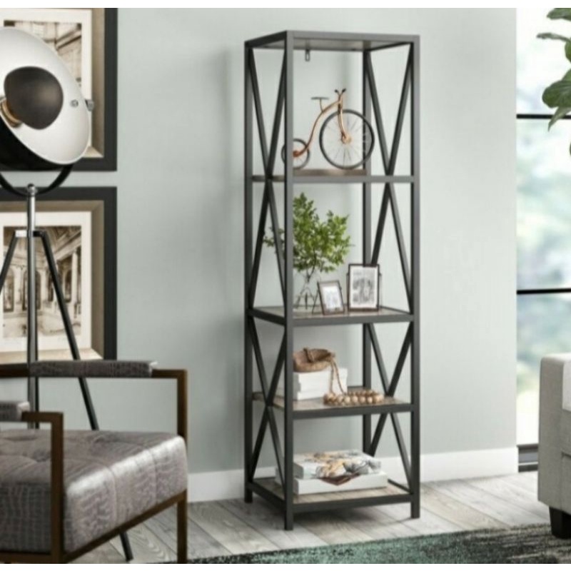 Rak Serbaguna-Rak Minimalist-Rak Besi 5 Susun-Rak Besi Alas Kayu