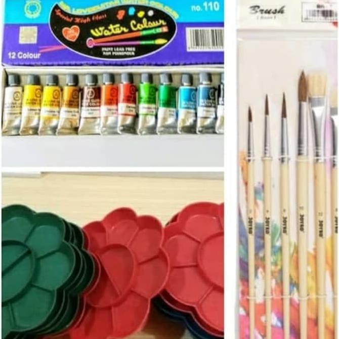 

TERMURAH paket lukis(kuas+palet+cat air) Kode 638