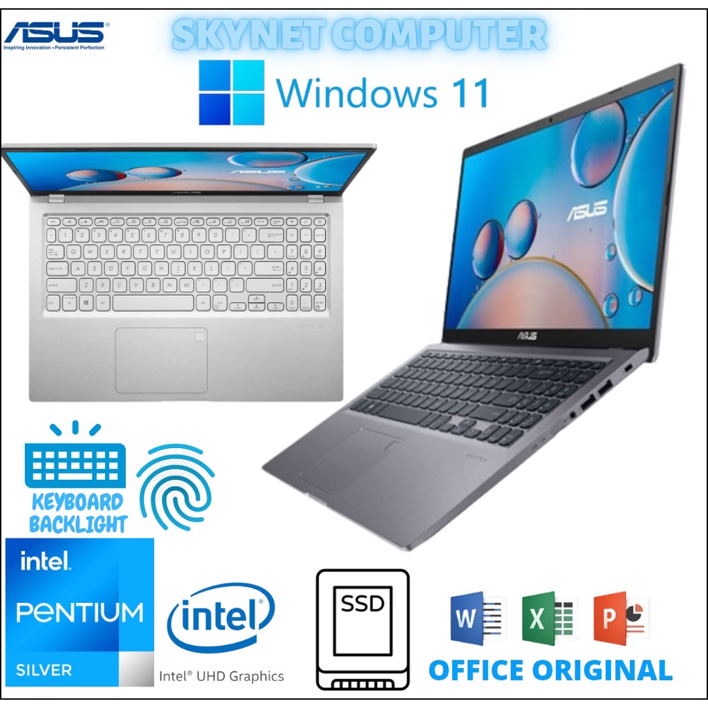 ASUS VIVOBOOK A516KA INTEL PENTIUM N6000 QUADCORE RAM8GB SSD256GB WINDOWS 11 DAN OHS 2021 ORIGINAL