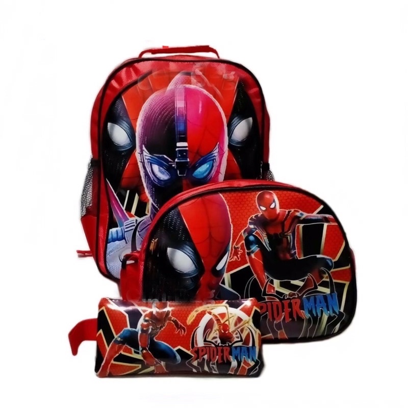 tas sekolah anak 3in1 tas ransel anak laki laki karakter spiderman boboiboy batman 3in1 tempatpensil