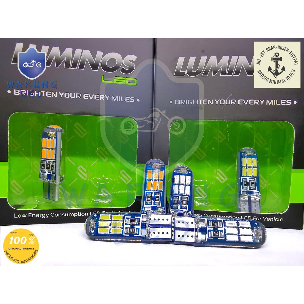 LAMPU LED T10 2 MODE  KEDIP DIAM 9 NINE Luminos senja sein plat mundur 15 Titik SET-3