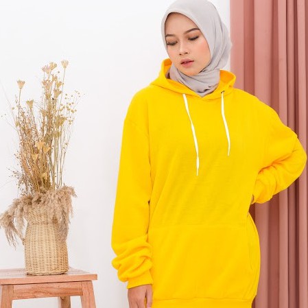 Sweater Hoodie Polos Oversize Jaket Pria Wanita Premium WARNA KUNING