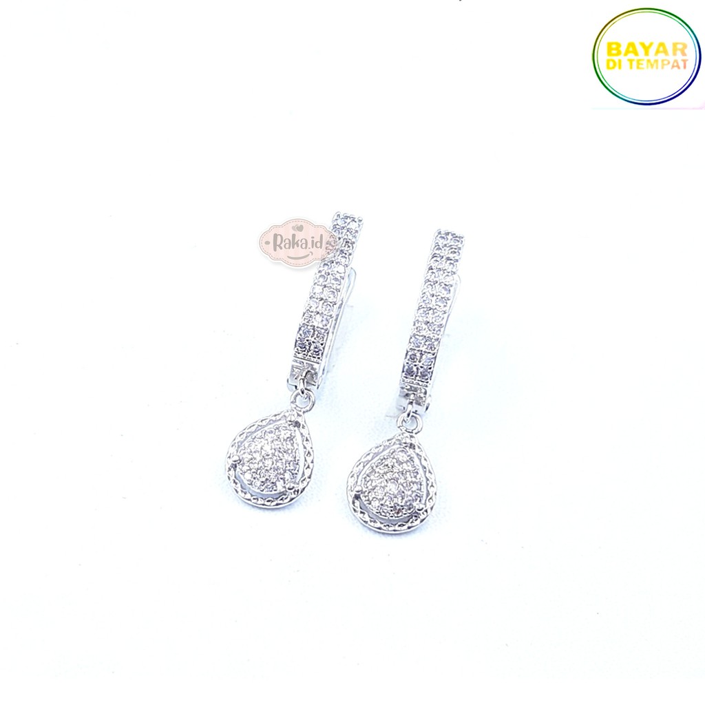 RAKA Acc - Anting Clip / Klip Tetes Mata Baris Juntai Perhiasan Aksesoris Wanita Lapis Emas 18k 512