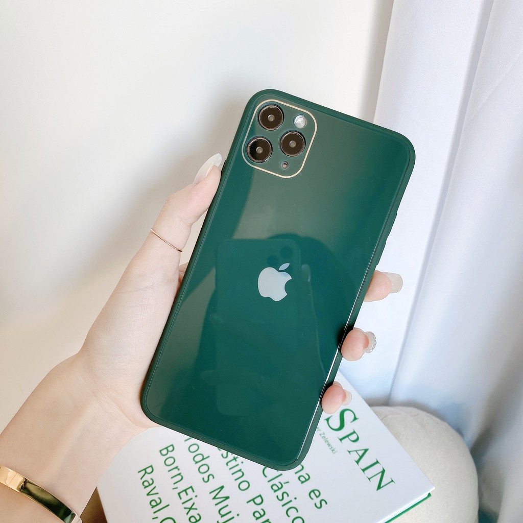 Kasus iPhone Kaca Silikon Casing IPhone  Case apple iphone 11 PRO MAX X 6S 6 7 8 Plus SE2 2020 Tempered Glass Cover Perlindungan lensa cakupan penuh