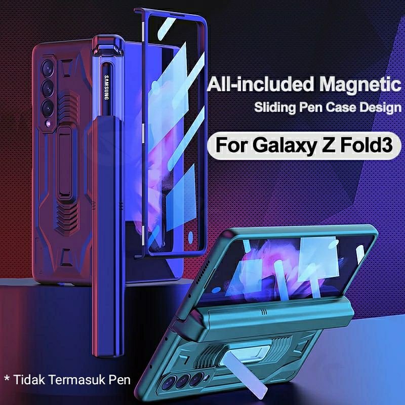 Case Samsung Galaxy Z Fold 3 4 Armor Standing Hinge Protection Pen Slot Sliding