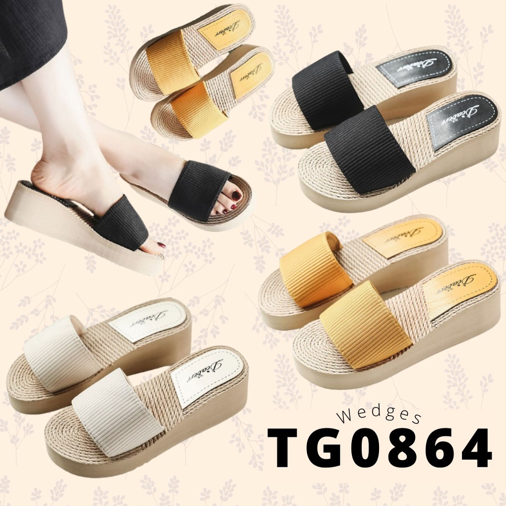 SHOEGALLERY TG0864 Sandal Slop wanita Import Fashion Wedges polos