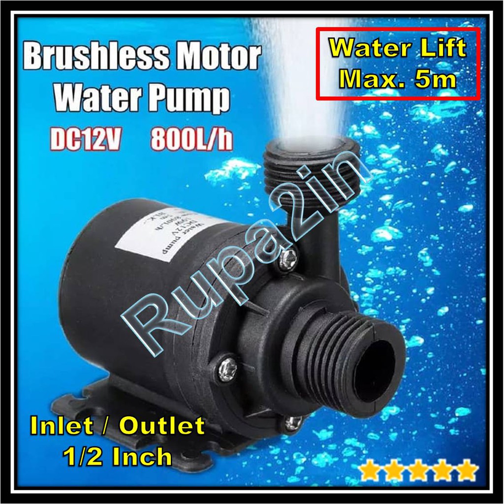 Pompa Penguat Tekanan Air Pendorong Celup Cuci Aquarium Hidroponik Submersible Pump DC 12V 800L/H 5M