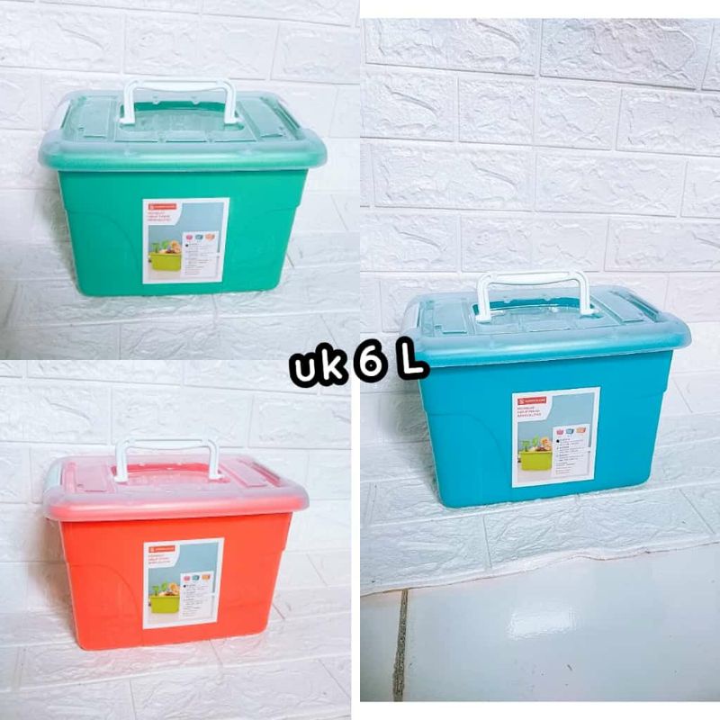 box tempat beras kapasitas 6L ada 3 pilihan warna tosca-biru-merah merk maspion