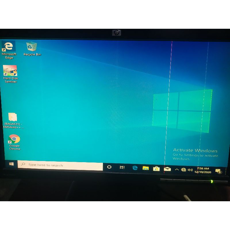 monitor lcd hp garis 2 helai plus kabel vga dan power