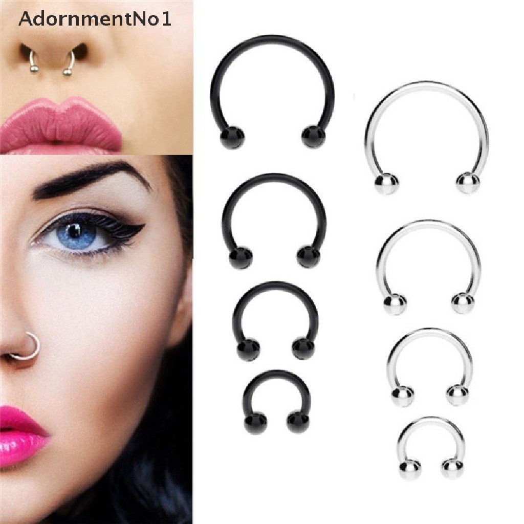 (AdornmentNo1) 10pcs / Set Anting Tindik Bibir / Hidung / Telinga Bentuk Tapal Kuda Bahan Stainless Steel