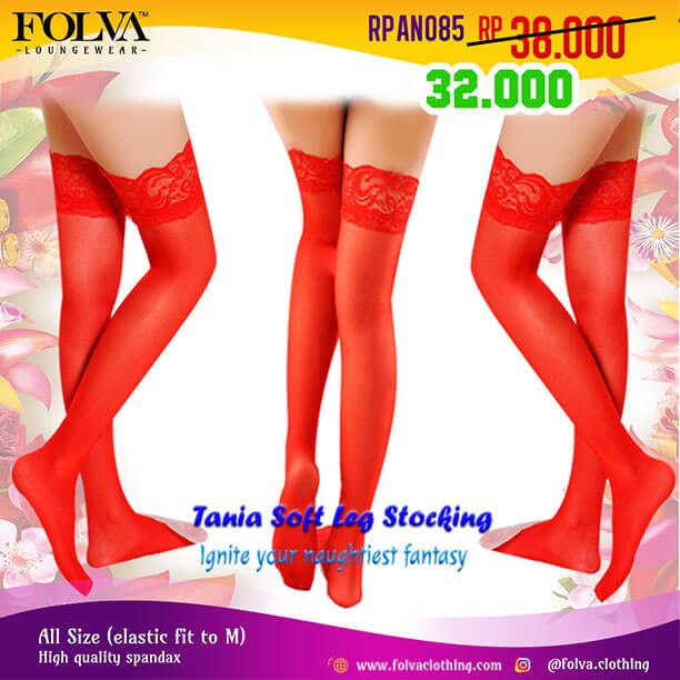 FOLVA stocking pantyhose lembut spandex RPAN085 merah all size