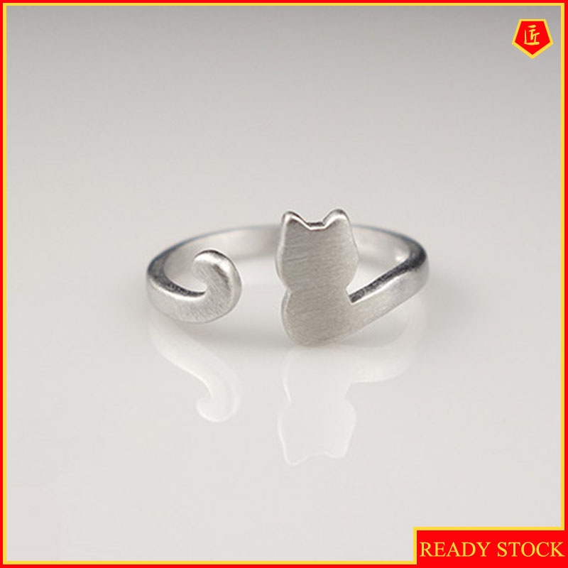 [Ready Stock]Simple Cute Silver Elephant Cat Ring