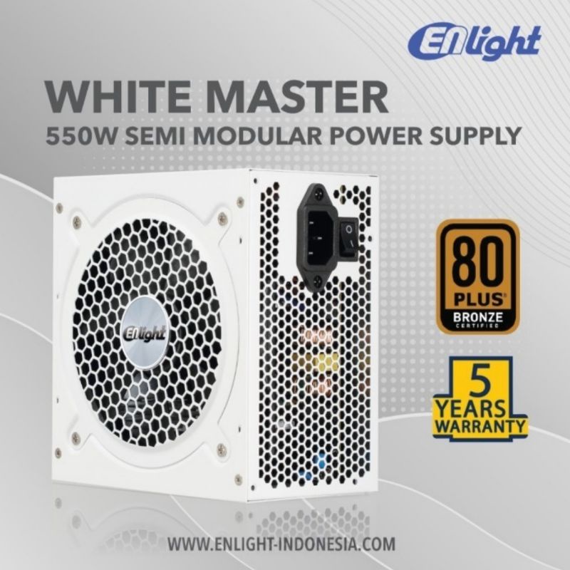 Power Supply ENLIGHT ORIGINAL 550 watt Pure 80 Plus Black Silver / White Edition Flat Cable