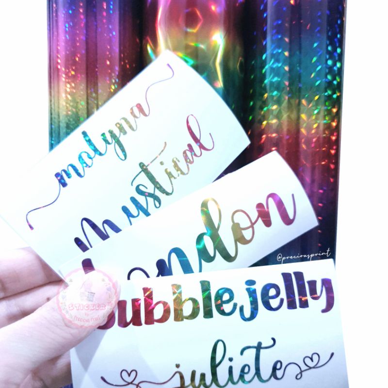 

stiker nama rainbow holographic series