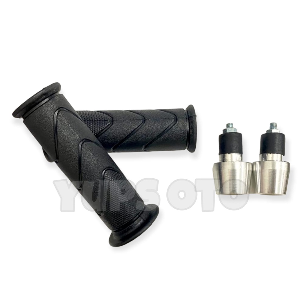 PAKET HANDGRIP HONDA STANDAR HITAM GRIP HONDA SET + JALU STANG PCX CHROME SET PNP BANDUL STANG CROME SEPASANG UNIVERSAL SEMUA MOTOR NMAX VARIO BEAT AEROX RXKING NINJA PCX ADV DLL