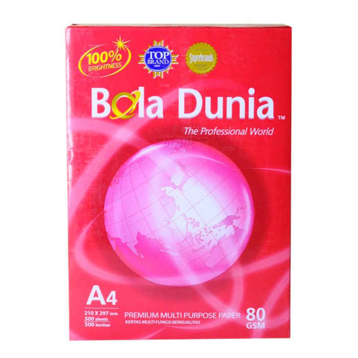 

KERTAS BOLA DUNIA 80GR A4 / KERTAS FOTOCOPY / KERTAS PRINT 80 A4 / PAPER / A4 80 / HVS