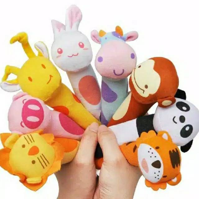 Mainan Boneka Tangan Bayi Bunyi Baby Hand Rattle Toy Stick