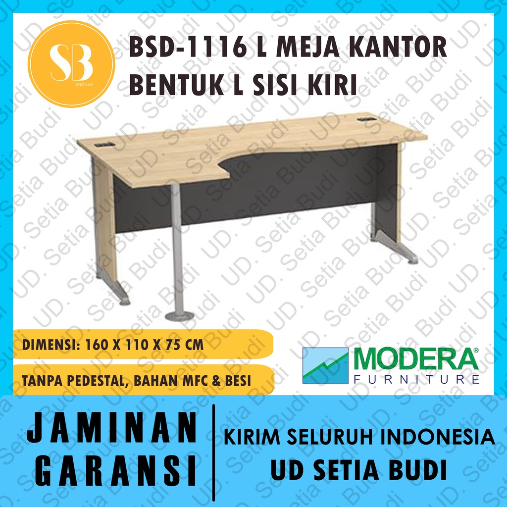 Meja Kantor L Sisi Kiri Tanpa Pedestal BSD 1116 L Modera B-Class