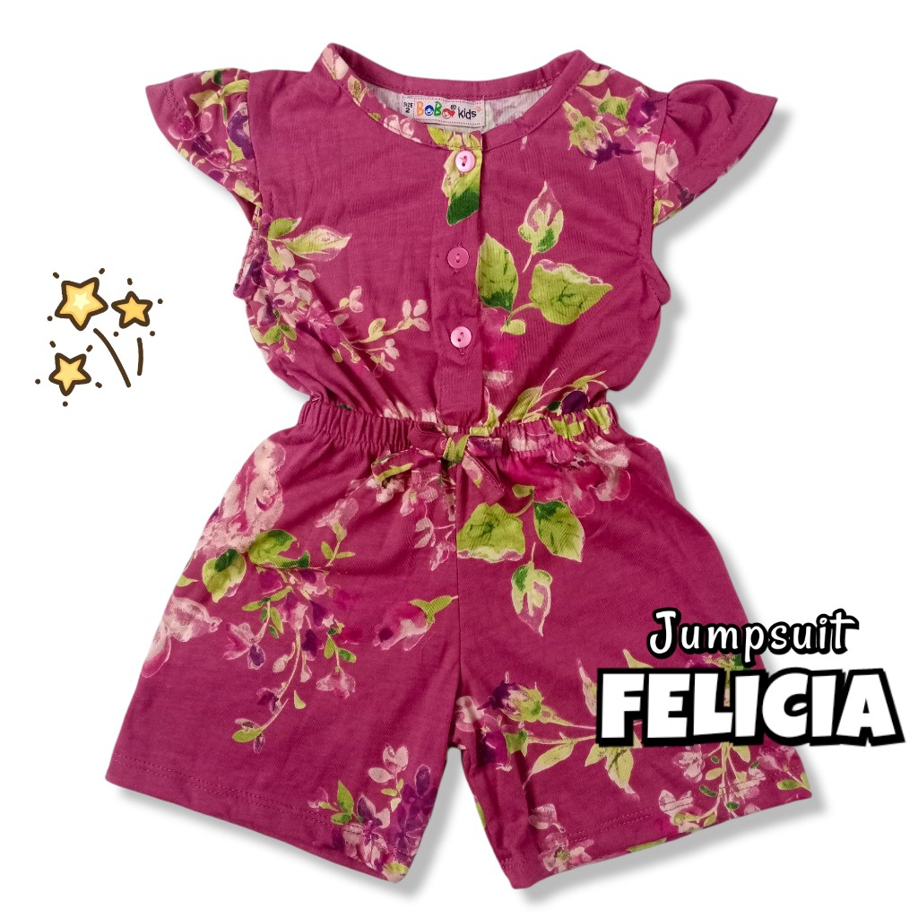 FELICIA 0-2,5 THN JUMPSUIT ANAK BAYI PEREMPUAN Jamsuit Jumsuit Pendek Kaos Pakaian Baju Anak Bayi Balita Bobo Kids-2D MulberryLeafGreen