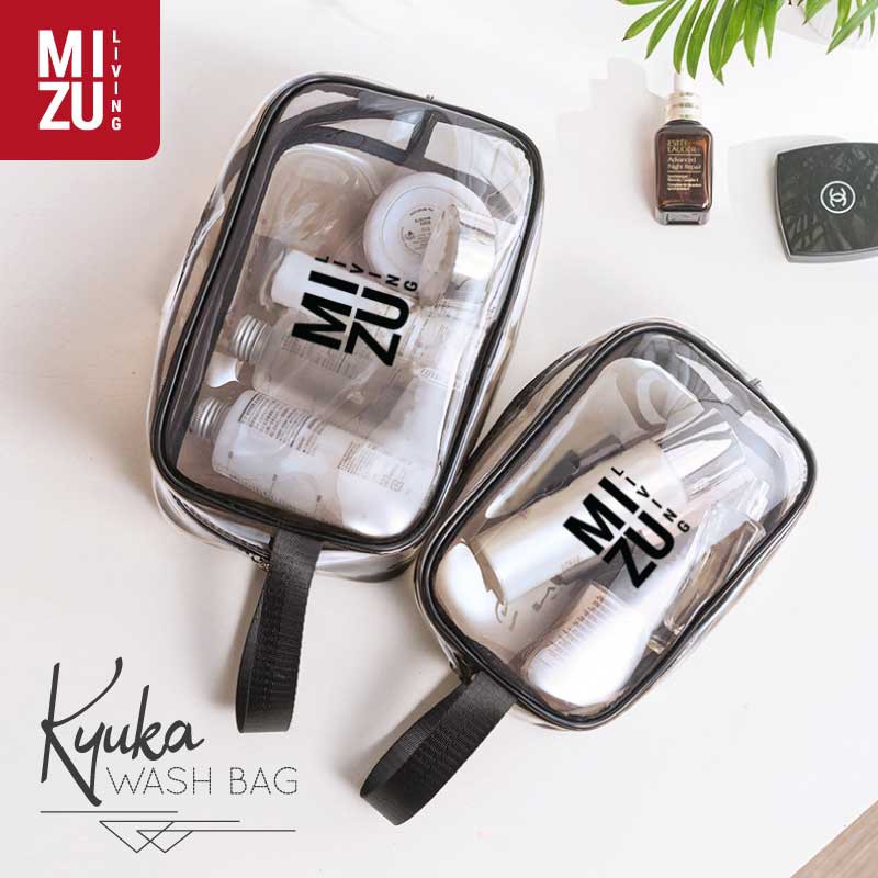 MIZU KYUKA Wash Bag Clear PVC Transparent Cosmetics Travel Makeup Bag Tas Kosmetik Bening Transparan