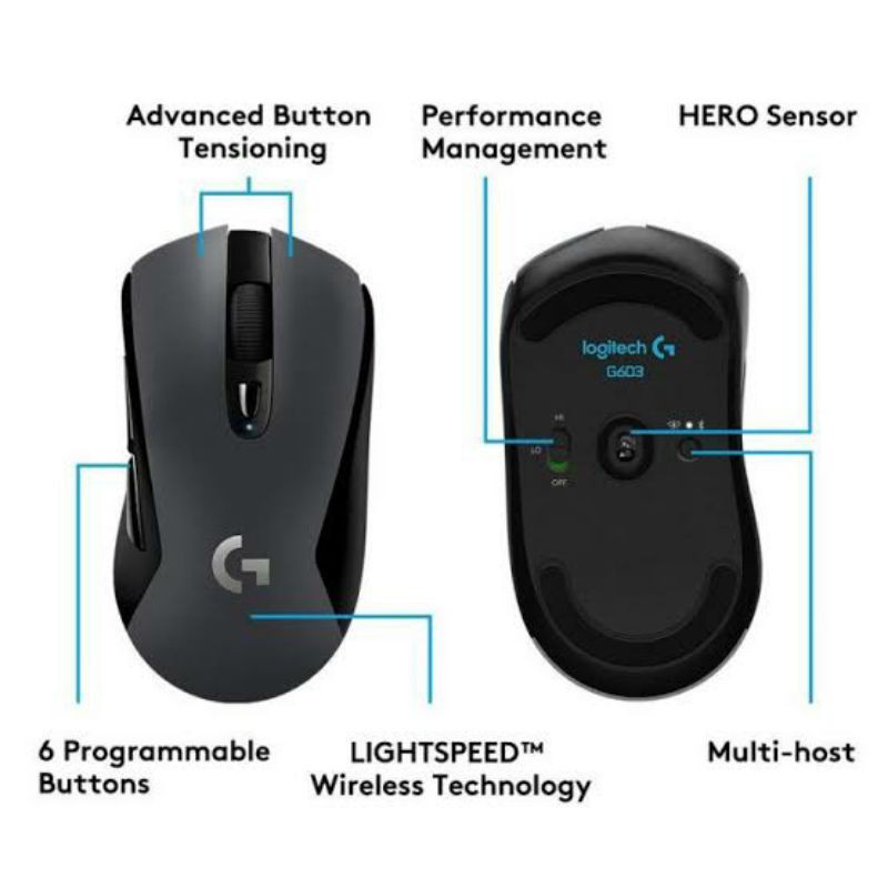 Mouse Logitech G603 Lightspeed wireless gaming mouse original resmi