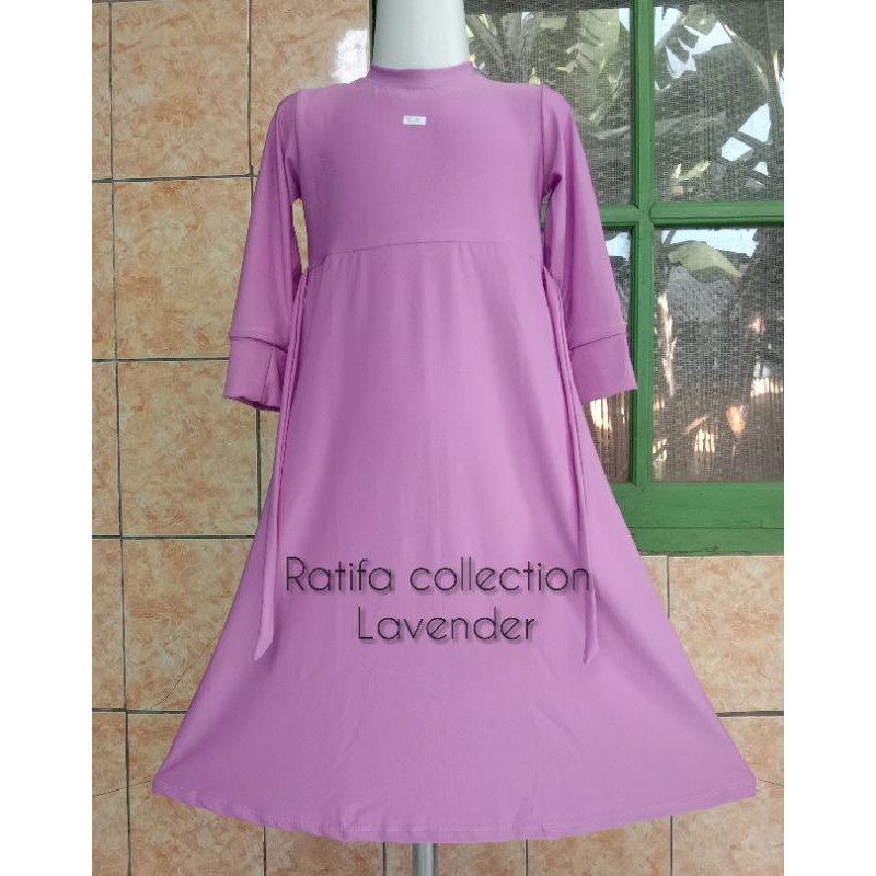 Gamis Jersey Anak Usia 11-12tahun polos tali samping.Ratifa collection