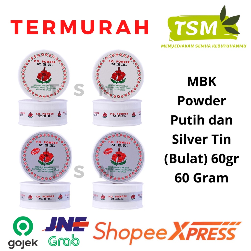 MBK Powder Putih dan Silver Tin (Bulat) 60g