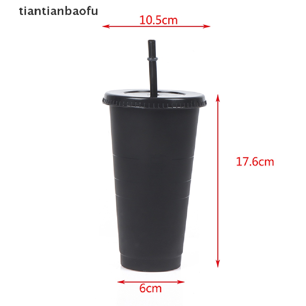 Cangkir Minum Kopi Bahan Plastik Matte Dengan Tutup Dan Sedotan