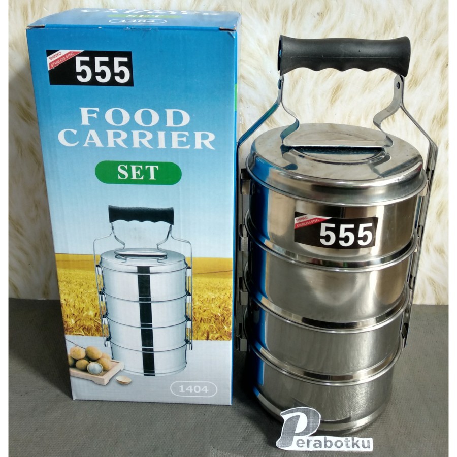 Rantang Stenlis 14/4 555/Tempat Makanan Lunch Box Susun 4/Wadah Bekal Stainless Steel